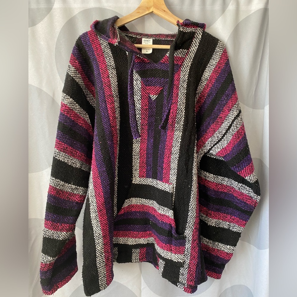 Boho Hippie warm pullover Mexican Textile, XL
